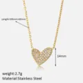 Heart Pave Rhinestone Necklace