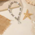 Silver Beaded White Cat Eye Stone (ZJ17189)