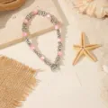 Pink Beaded Silver Metal Bead (ZJ17191)