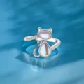 Platinum Plated Rhinestone Cat Ring