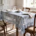 Haze Blue Round Mirror Flower Tablecloth