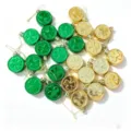 Gold and Green Thick Coin Style / 24 Pieces Pack