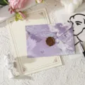 Gold Rose Stationery Set / 3 Envelopes + 10 Sheets + 3 Seals / Lavender