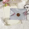 White Rabbit Stationery Set / 3 Envelopes + 10 Sheets + 3 Seals / Sky Blue