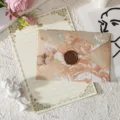 White Rabbit Stationery Set / 3 Envelopes + 10 Sheets + 3 Seals / Autumn Leaf Yellow