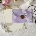 White Rabbit Stationery Set / 3 Envelopes + 10 Sheets + 3 Seals / Lavender