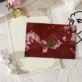 White Rabbit Stationery Set / 3 Envelopes + 10 Sheets + 3 Seals / Rose Red