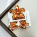 Set de tres piezas / Juego Naranja Transparente Dorado Facetado