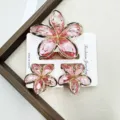 Set de tres piezas / Juego Rosa Transparente Dorado Facetado
