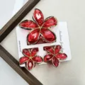 Set de tres piezas / Juego Rojo Transparente con Borde Dorado Facetado