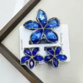 Set de tres piezas / Juego Azul Oscuro Transparente con Borde Dorado Facetado