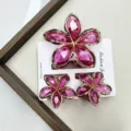 Set de tres piezas / Juego Fucsia Transparente con Borde Dorado Facetado