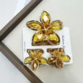Set de tres piezas / Juego Amarillo Transparente con Borde Dorado Facetado