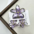 Set de tres piezas / Juego Morado Claro Transparente con Borde Dorado Facetado
