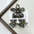 Set de tres piezas / Juego Negro Transparente con Borde Dorado Facetado