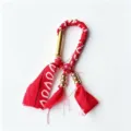Bright Red Fabric Paisley Scarf + D-Carabiner
