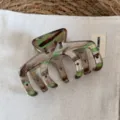 Square Long Teeth Hair Claw / Grey Green