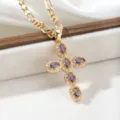 Gold Purple Glass 60cm Japanese Character Chain