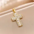 Gold White Zirconia Cross Pendant (TP-04325-02)