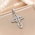 Silver Colorful Zirconia Cross Pendant (TP-04327-02)