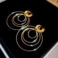 Strass Cirkel Oorclip / Goud