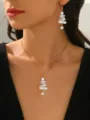 White Gold Ear Hook Necklace Set