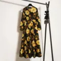S / Dresses / Black Large Floral Print