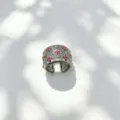 Anello / Larghezza 15mm / Argento Rhinestone Rosso