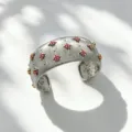 Bracciale rigido / Larghezza 26mm / Argento Rhinestone Rosso