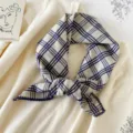 70x70cm High Quality Version / Three-Line Check Navy Beige