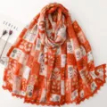 Orange White Plaid Floral (SL2610-033)