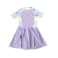 2XL / Σετ / Μωβ Φόρεμα με Φλοράλ Μανίκια (D261025)