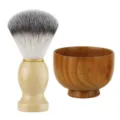 Cepillo para barba con mango de madera y cuenco de madera
