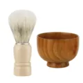 Cepillo para barba de cerdas con mango y cuenco de madera