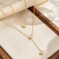 Style Collier Double Rang Triple Pierre (X1204) / Or