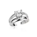 Open Adjustable / Silver Double Layer Round Gem Style (P6223762)