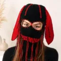Adulte 56-59cm / Noir Rouge Oreilles de Lapin