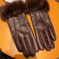 One Size / S082 Faux Mink Fur Cuff Three-Stripe / Coffee