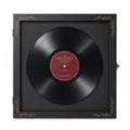Black wooden display frame with a 12-inch vinyl record, ornate gold corners and red center label - 14 (35x35cm) / Black