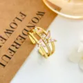 Pink Butterfly Ring (JZ972) / Gold