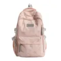Sac à dos scolaire rose à motif d’étoiles grises, poche avant et détails de fermeture gris assortis - Sac à dos / Sac Seul / Rose