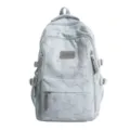 Sac à dos scolaire bleu clair à étoiles grises, avec poches avant zippées et boucles latérales - Sac à dos / Sac Seul / Bleu