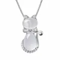 Platin Weißer Quarz Anhänger + Kette