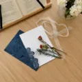 Vintage Floral Hollow Greeting Card (With Ribbon) / Blue