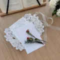 Vintage Floral Hollow Greeting Card (With Ribbon) / White