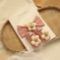 Korean Pink Jacquard Headband Beige Flower + Pink Boat Socks