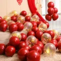 Rouge Grenade Double 50 + Confetti Or 20 Ballons