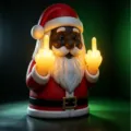 Santa Middle Finger Night Light (Black Face)