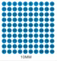 Diámetro de 15 mm / Fondo Azul Texto Negro