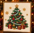 Printed Gold-Rimmed Christmas Tree Style